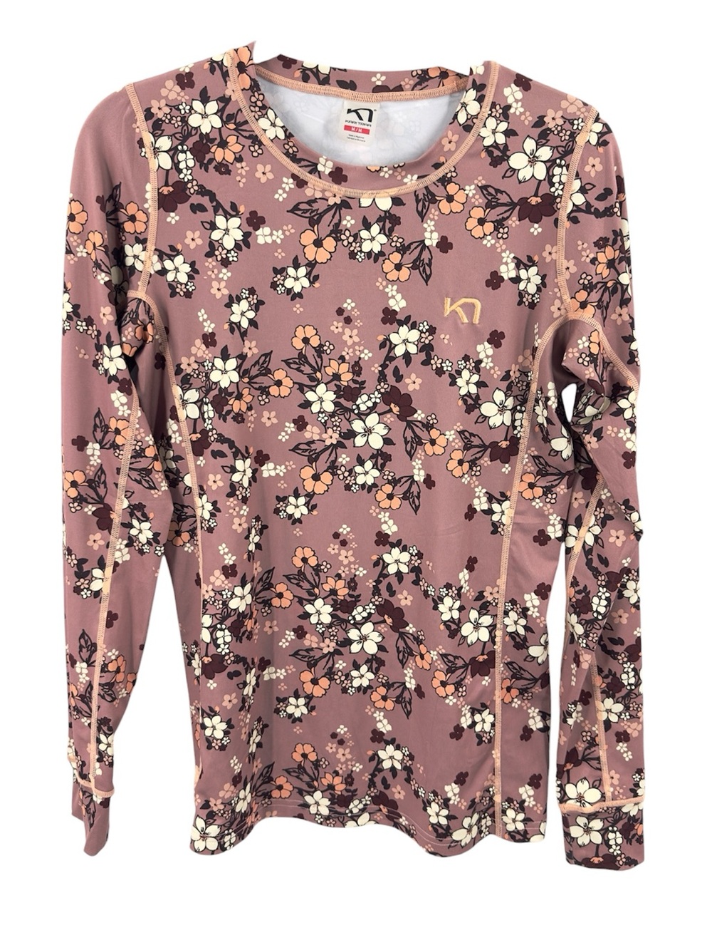 Kari Traa Sjolvsagt Long Sleeve Top Base Layer Womens Medium Floral Stretch